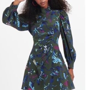 Tanya Taylor Green Clarisse Dress Size 12 Silk